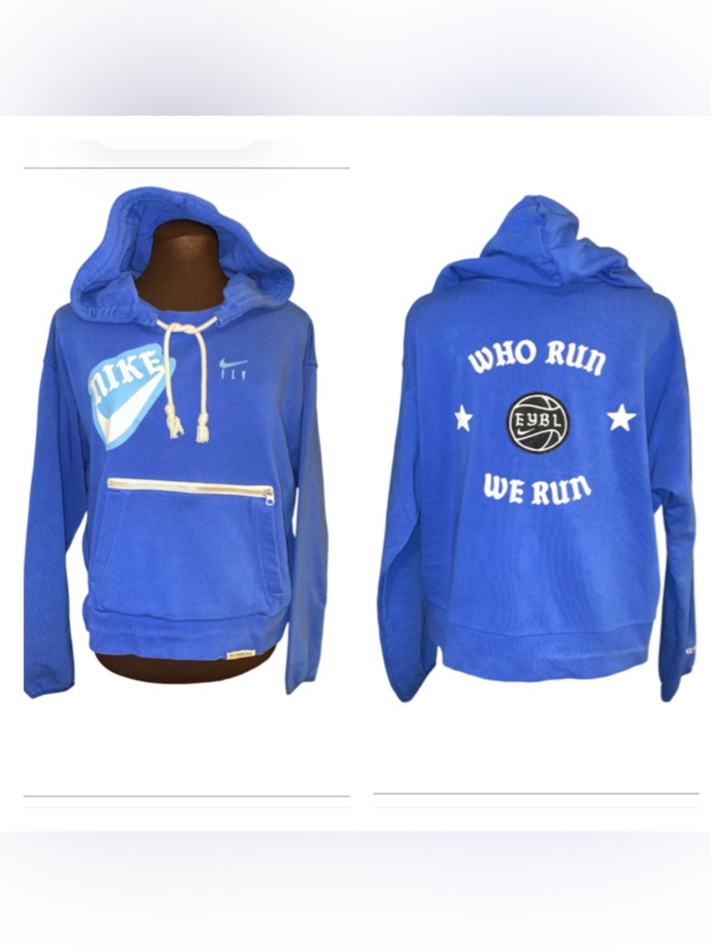 Nike Elite Youth Basketball League Dri-fit Who Run We Run cropped hoodie